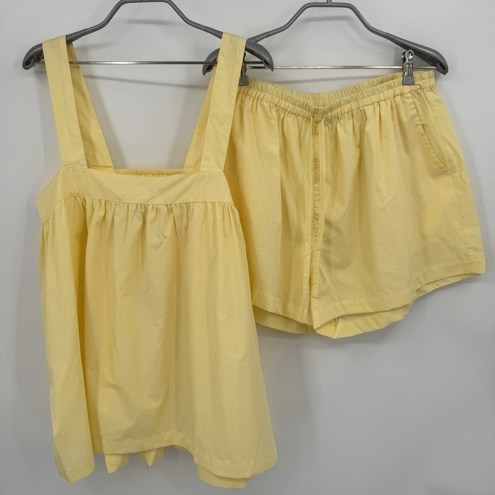PIYAMA Susie Pajamas Sleep Set XL 100% Cotton Tank Shorts Yellow Buttercup